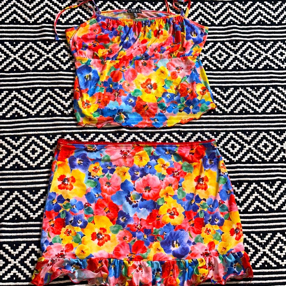 Floral mini skirt set Dollskill